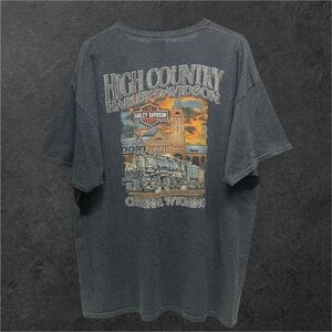 Harley Davidson Cheyenne Wyoming High Country Gray Biker Pocket T-Shirt // XXL